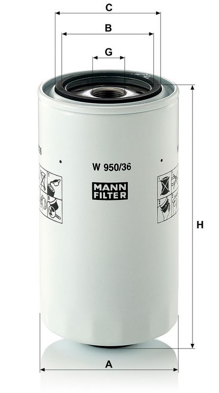 Oliefilter (geschroefd) past: IVECO DAILY III, DAILY IV F1CE0481A-F1CE0481H 07.99-08.11