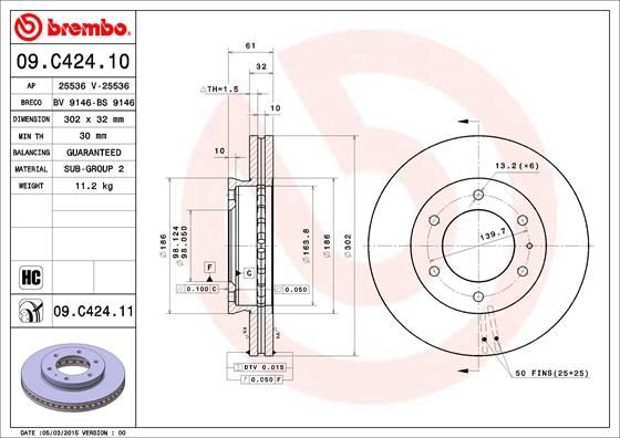 BREMBO Remschijf 09.C424.11