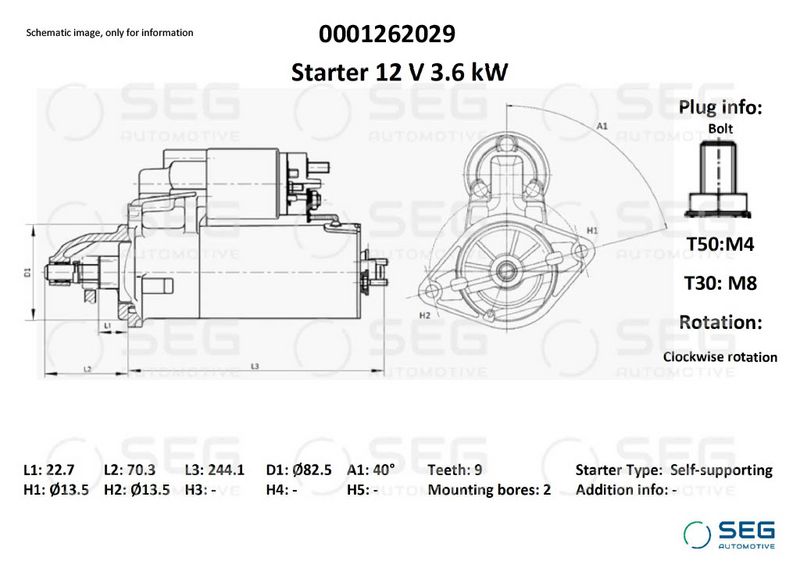 SEG Automotive 0001262029 Starter