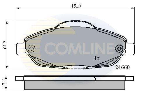 Комплект гальмівних накладок, дискове гальмо, Comline CBP01765