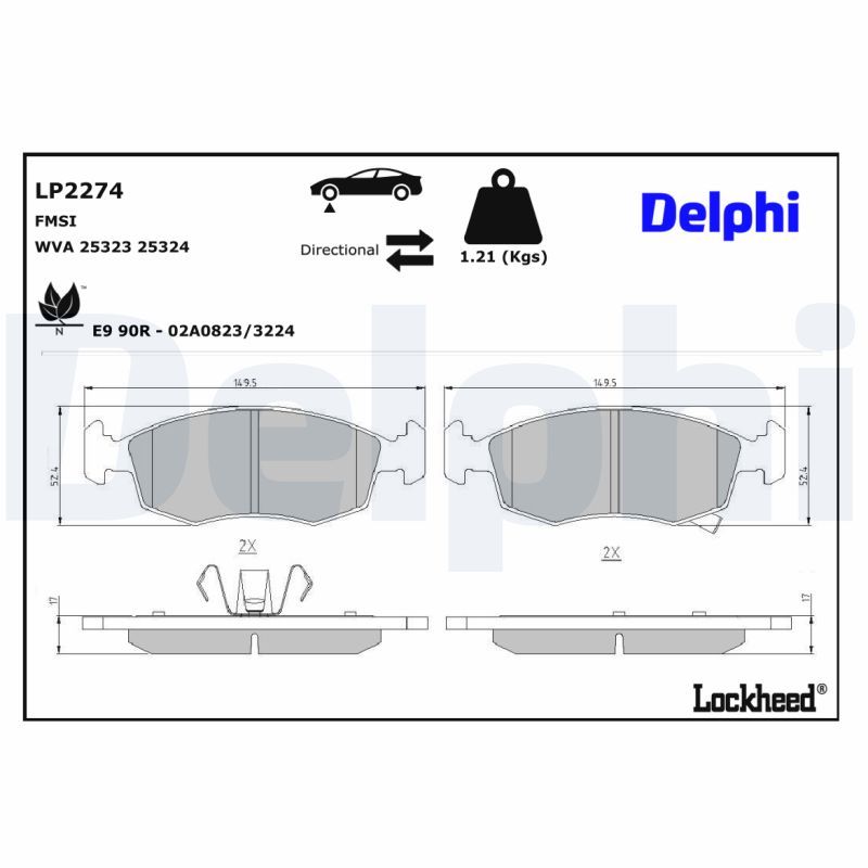 DELPHI LP2274 Brake Pad Set, disc brake