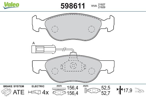 комплект спирачно феродо, дискови спирачки VALEO