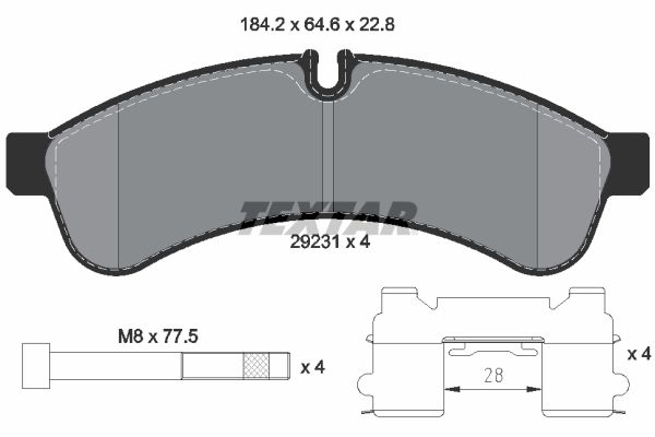 Комплект гальмівних накладок, дискове гальмо, Textar 2923101