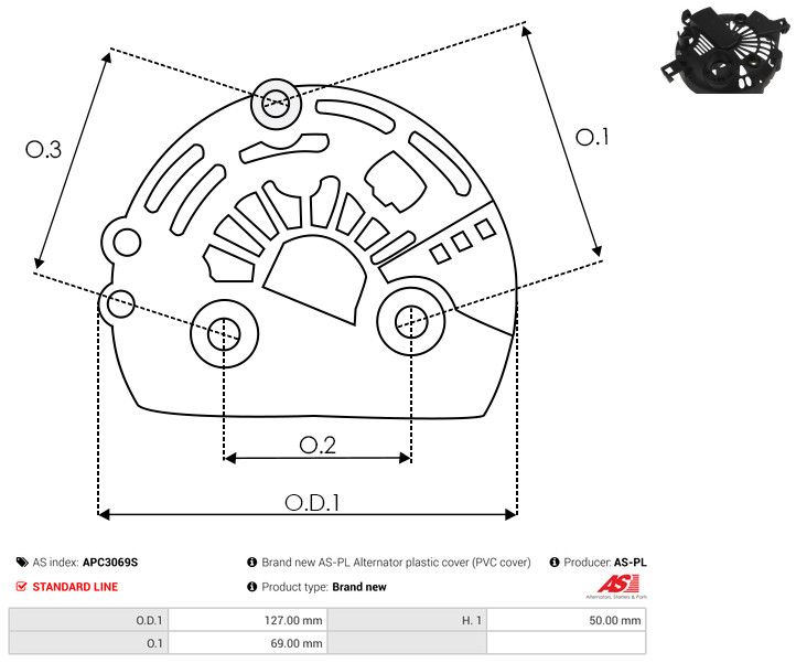 Kaitsekate, generaator, AS-PL APC3069S