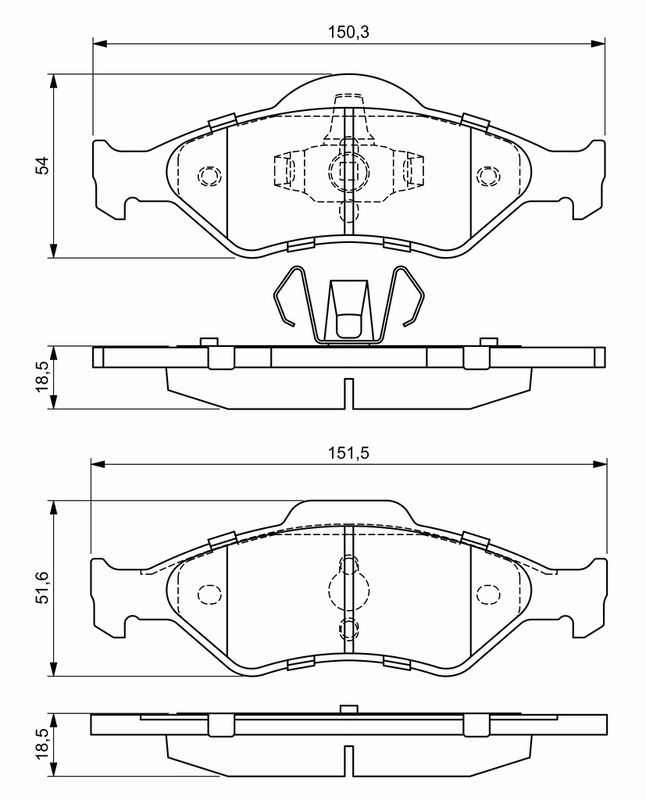 Piduriklotsi komplekt, ketaspidur, BOSCH 0 986 424 645