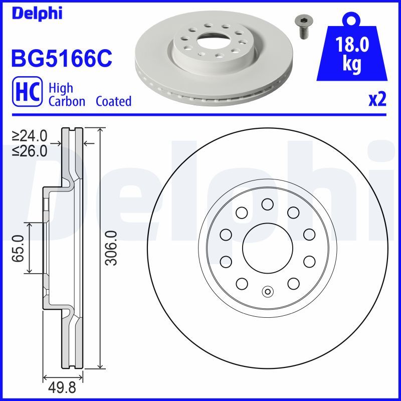 Гальмівний диск, Delphi BG5166C