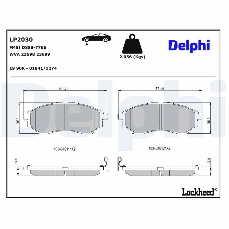 Piduriklotsi komplekt, ketaspidur, DELPHI LP2030