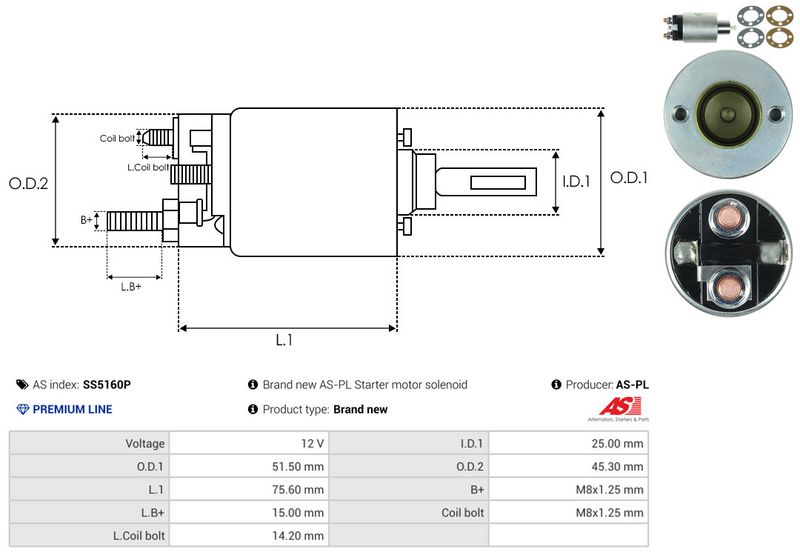 AS-PL SS5160P Solenoid Switch, starter