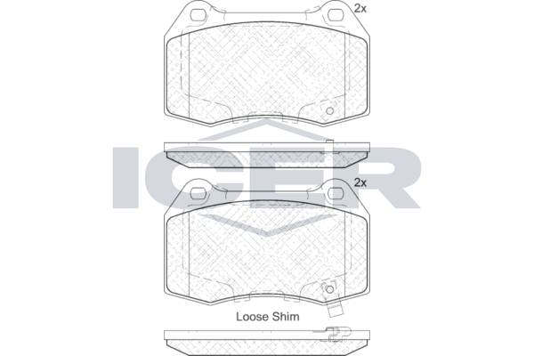 Комплект гальмівних накладок, дискове гальмо, Icer 182096