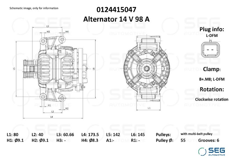 SEG Automotive 0124415047 Alternator