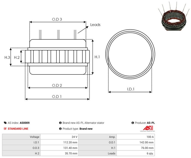 Staator, generaator, AS-PL AS0009