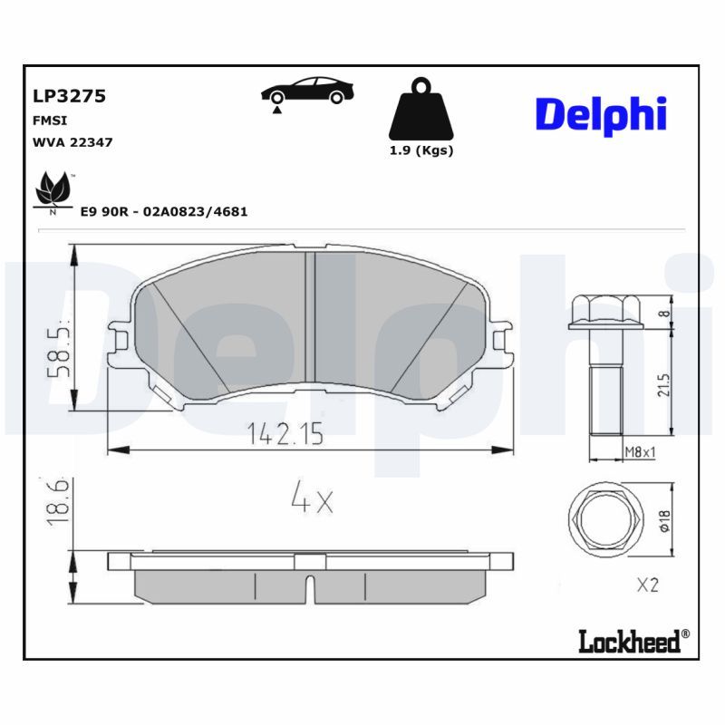 DELPHI LP3275 Brake Pad Set, disc brake