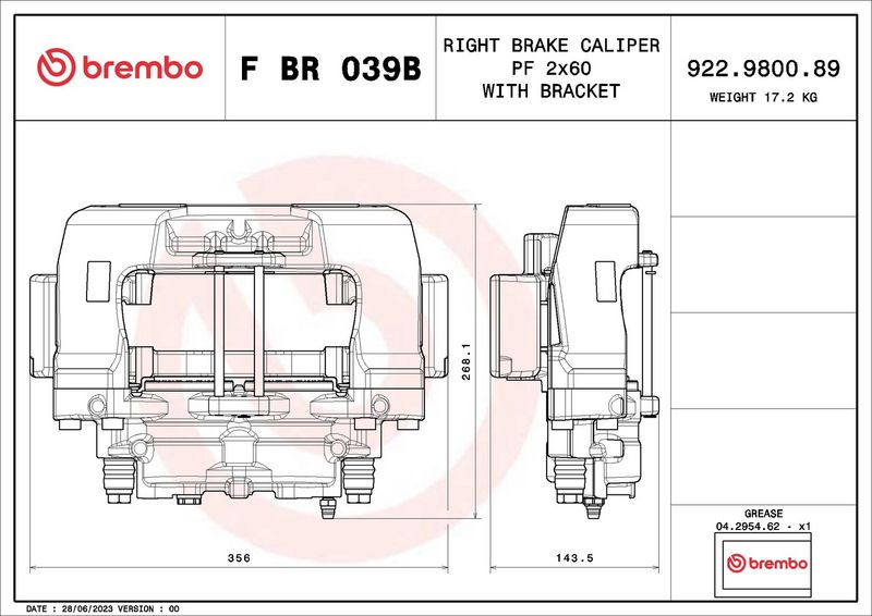 BREMBO FBR039B Brake Caliper