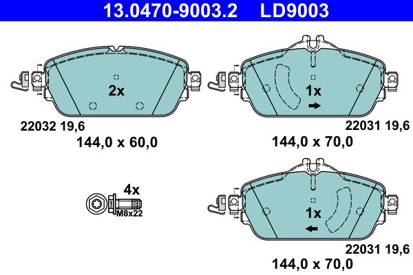 ATE fékbetétkészlet, tárcsafék 13.0470-9003.2