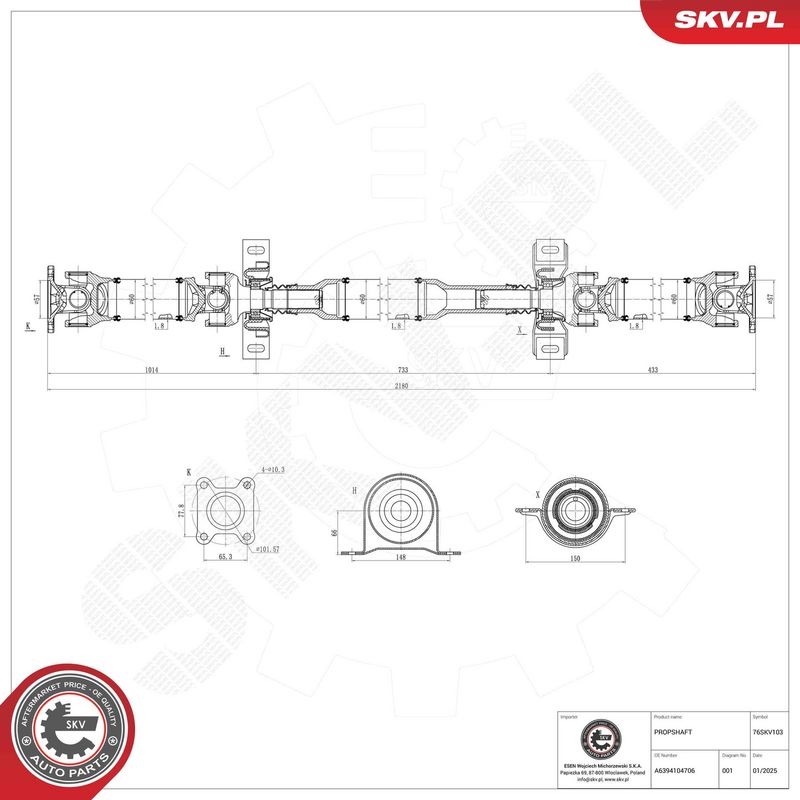 ESEN SKV 76SKV103 Drive Shaft