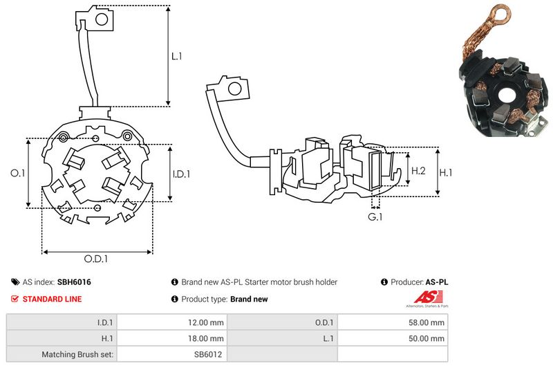 AS-PL SBH6016 Holder, carbon brushes