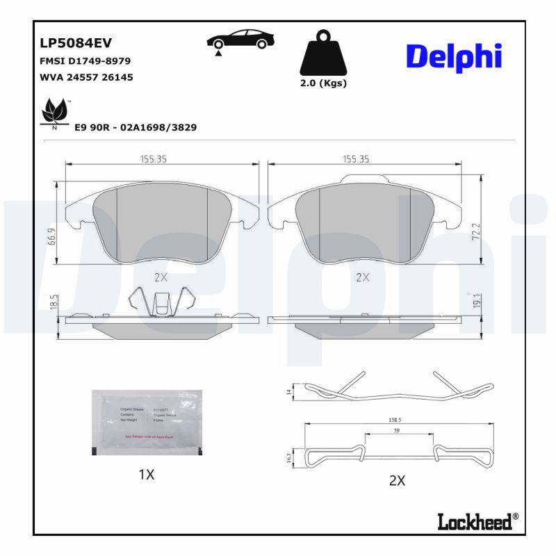 DELPHI LP5084EV Brake Pad Set, disc brake