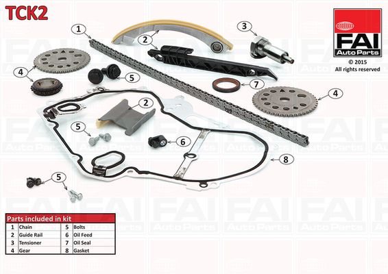 Комплект ланцюгів привода, Fai Autoparts TCK2