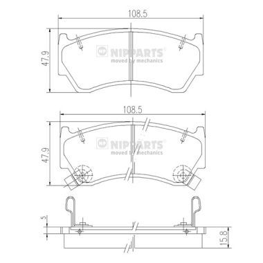 Комплект гальмівних накладок, дискове гальмо, Nissan ALMERA, Nipparts J3601062