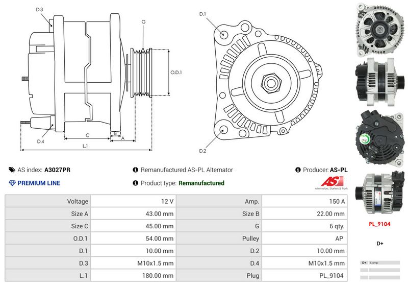 AS-PL A3027PR Alternator