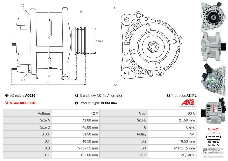 AS-PL A9020 Alternator