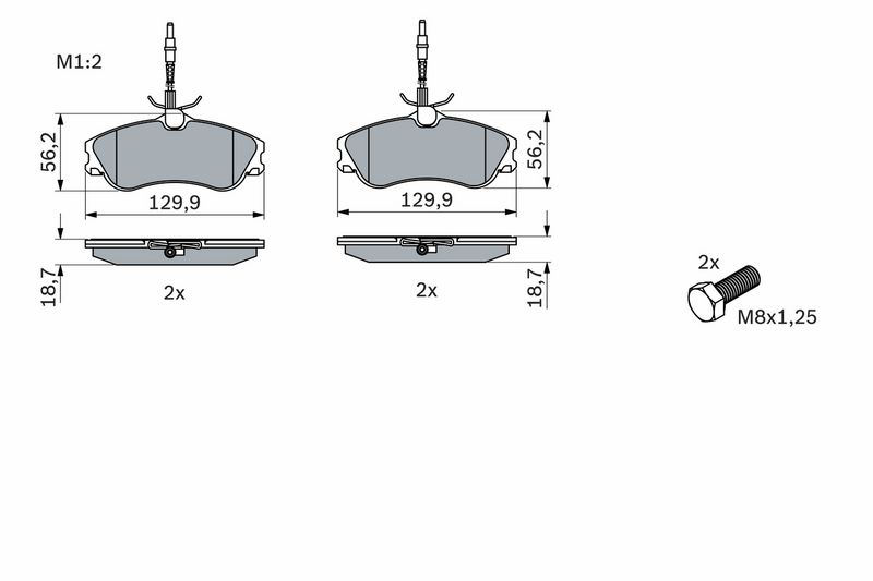 Piduriklotsi komplekt, ketaspidur, BOSCH 0 986 424 414