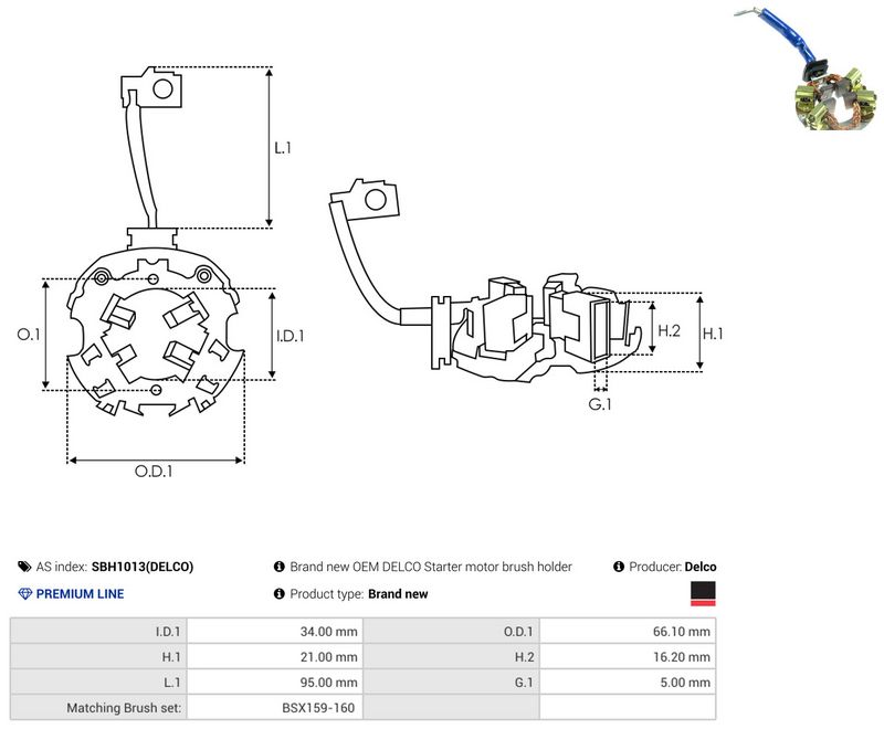 AS-PL SBH1013(DELCO) Holder, carbon brushes