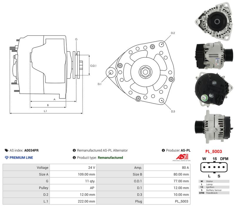 Generaator, AS-PL A0034PR