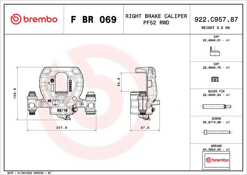 Гальмівний супорт, Brembo FBR069