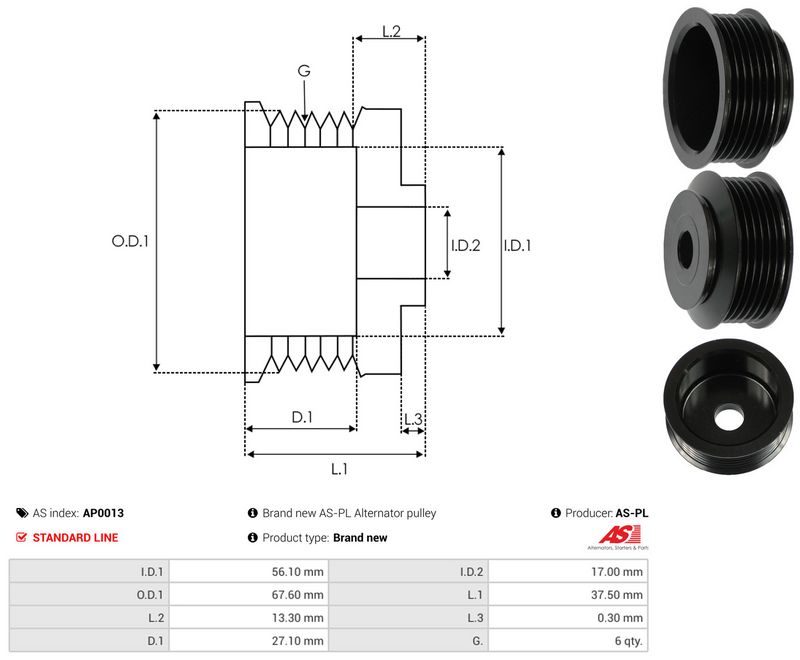 Rihmaratas, generaator, AS-PL AP0013
