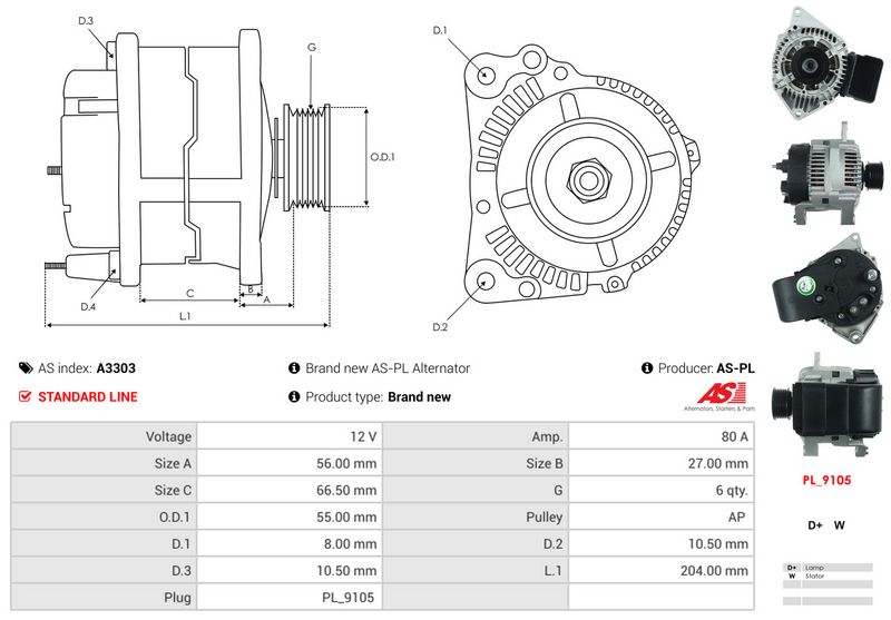 AS-PL A3303 Alternator