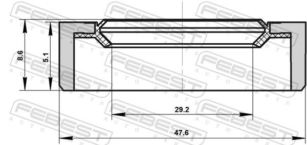Ущільнювальне кільце вала, приводний вал, Febest 95BDY-31470509X