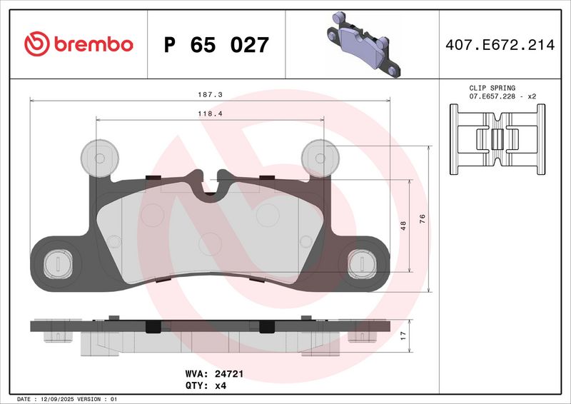 BREMBO P 65 027 Brake Pad Set, disc brake