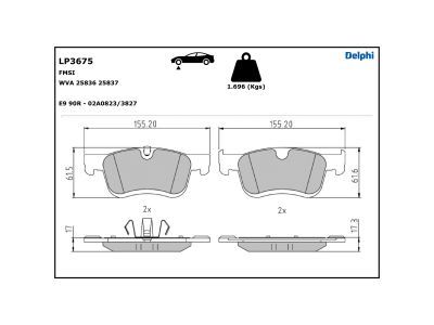DELPHI LP3675 Brake Pad Set, disc brake