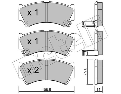 Комплект гальмівних накладок, дискове гальмо, Metelli 2204360