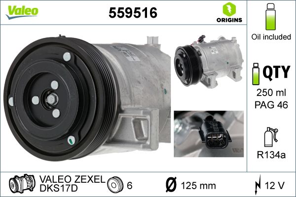 Συμπιεστής, συστ. κλιματισμού  VALEO ORIGINS NEW O.E. TECHNOLOGY