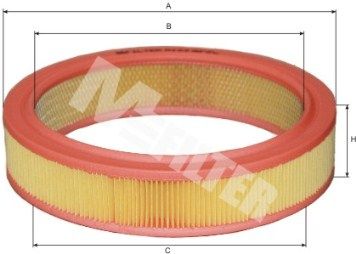 Повітряний фільтр, фільтрувальний елемент, VW POLO/GOLF 1,3 83-, AUDI 80/100, LADA/SKODA, Mfilter A123