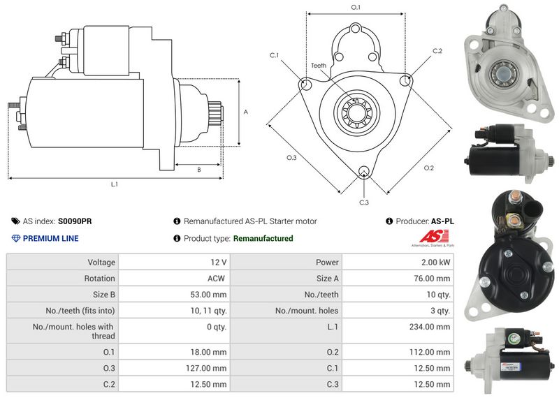 Starter, AS-PL S0090PR