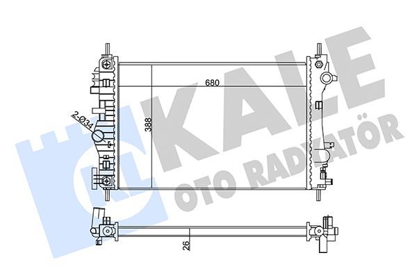 KALE OPEL Радиатор охолодження Insignia 2.8i V6 08-,Chevrolet Malibu 2.4