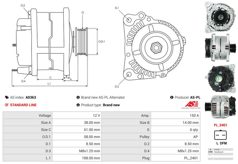 AS-PL A0363 Alternator