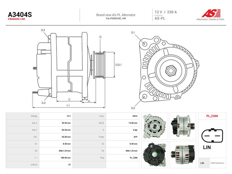 Generaator, AS-PL A3404S