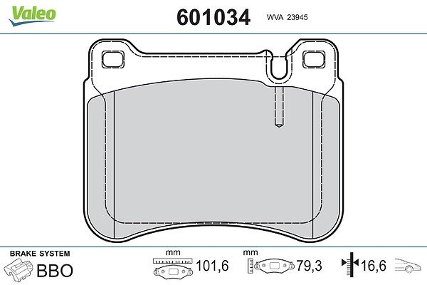 комплект спирачно феродо, дискови спирачки VALEO