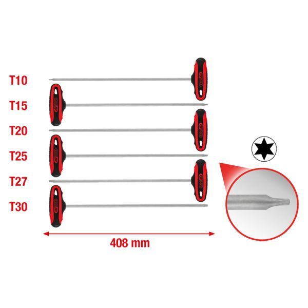 T-grepp vinkelstiftnyckelsats 6-delar
