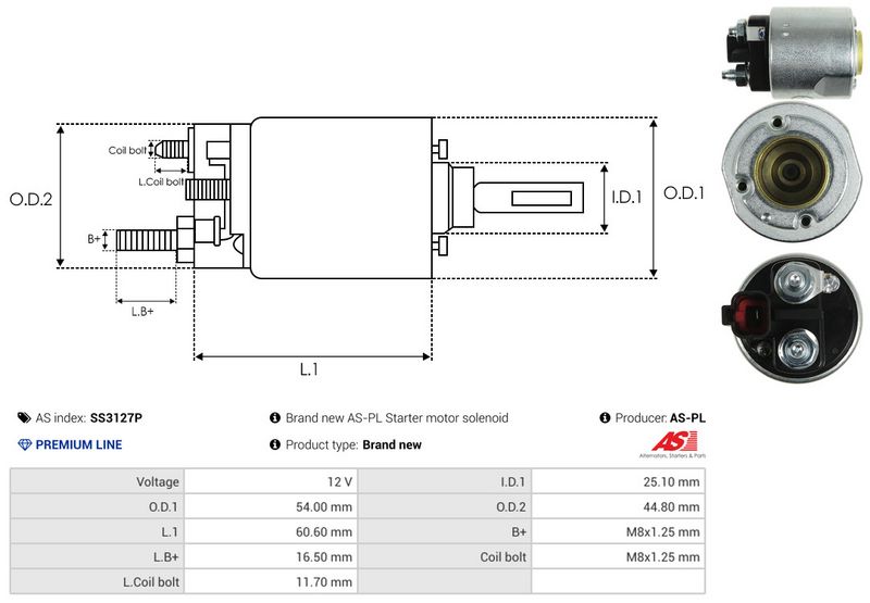 AS-PL SS3127P Solenoid Switch, starter