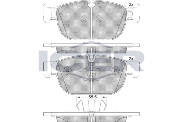 Комплект гальмівних накладок, дискове гальмо, Icer 182272