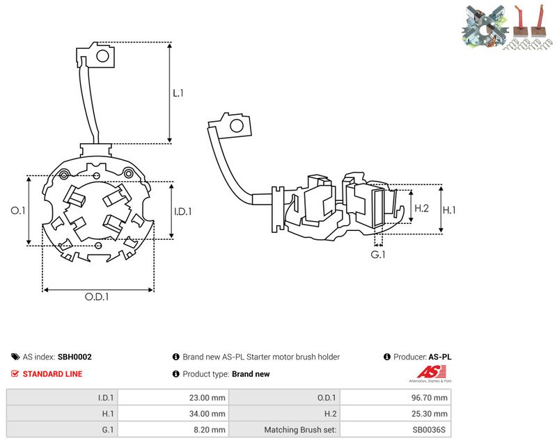 AS-PL SBH0002 Holder, carbon brushes