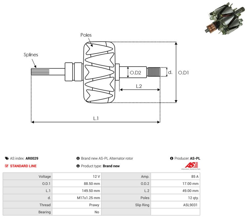 AS-PL AR0029 Rotor, alternator