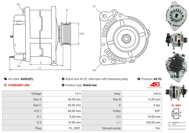 AS-PL A2022(P) Alternator