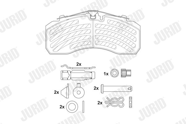 Комплект гальмівних накладок, дискове гальмо, Jurid 2925305390