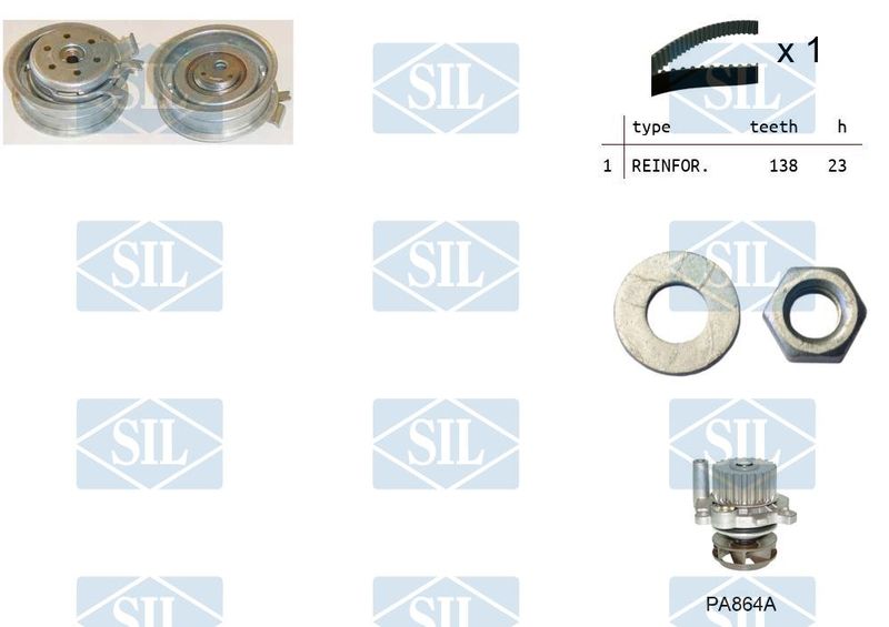 Saleri SIL Vízpumpa + fogasszíj készlet K1PA864A